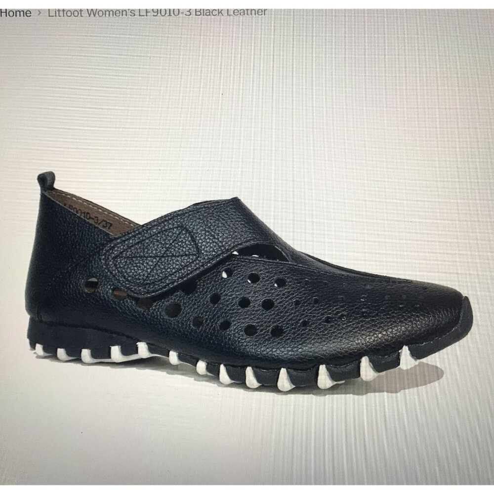 Litfoot Women's 10-10.5/41 Black Leather Flats Shoes  LF9010-3